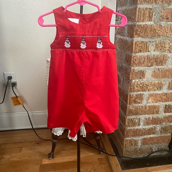 Smocked Infant Boys Christmas Jon Jon size 12 months - Picture 14 of 15